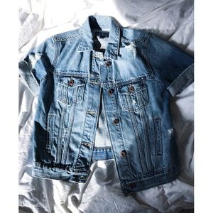 NWOT Short Sleeve Denim Trucker Jacket